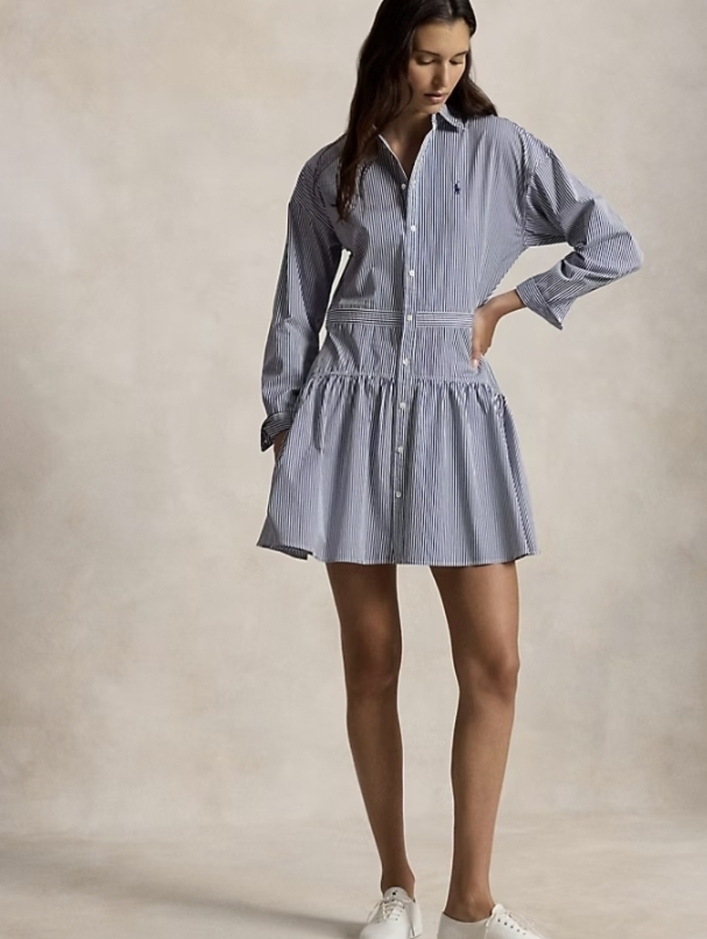Polo Ralph Lauren Striped Cotton Poplin Paneled Shirtdress